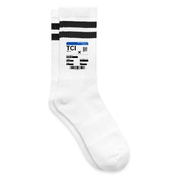 Flugticket Teneriffa Urlaub Kanaren Idee  - Gestreifte Tennissocken - Weiß/Schwarz - Rechts