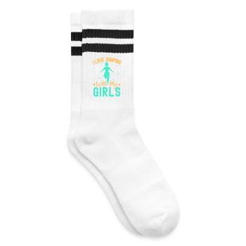 Fitness Fanatics Love Jumping With My Girls - Striped tennis socks - white/black - Right