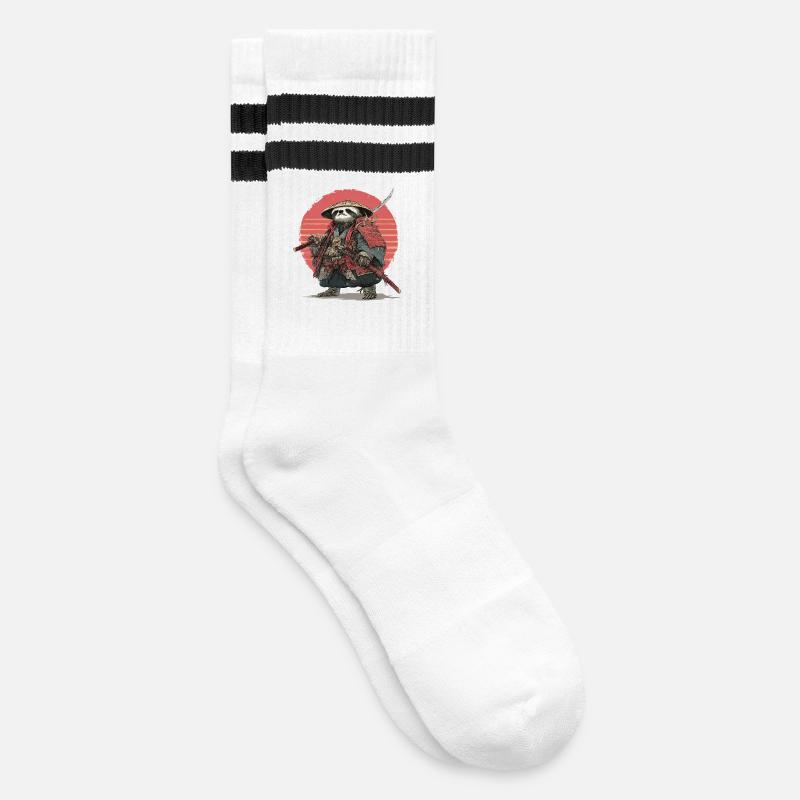 Sloth Samurai in Red Sunset Armor - Striped tennis socks - white/black