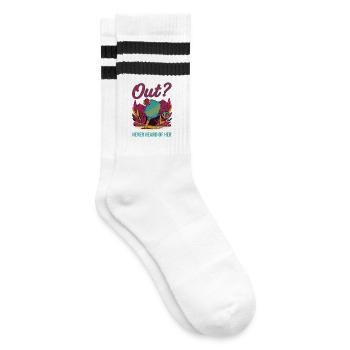 Pickleball Funny Player Pickle Ball Out Never - Striped tennis socks - white/black - Right
