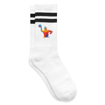 Wasserball bunt Kinder Herren Jungen Wasserballer - Gestreifte Tennissocken - Weiß/Schwarz - Rechts
