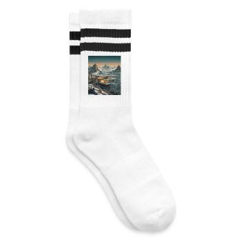 Immer noch keine Nachbarn Alpine Glass House - Gestreifte Tennissocken - Weiß/Schwarz - Rechts