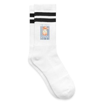 Sauerteig, warte, Partner. Füttere meinen Starter-Brot - Gestreifte Tennissocken - Weiß/Schwarz - Rechts