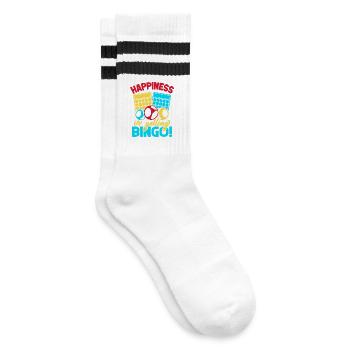 Bingo Game Happiness Is Yelling Bingo - Gestreifte Tennissocken - Weiß/Schwarz - Rechts