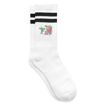 Rubinkehlkolibri-Floral - Gestreifte Tennissocken - Weiß/Schwarz - Rechts