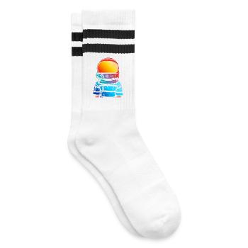 Astronauten-Traum Geschenk für Kinder - Gestreifte Tennissocken - Weiß/Schwarz - Rechts