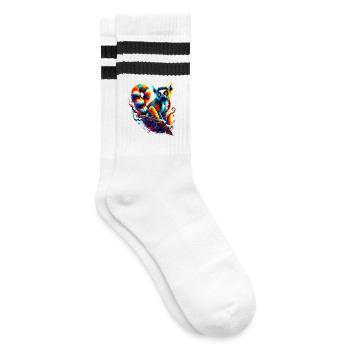 Lemur - Striped tennis socks - white/black - Right