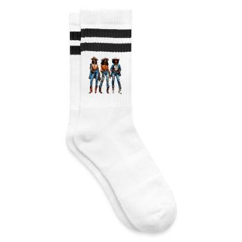 Black girl Western Rodeo Juneteenth Texas - Striped tennis socks - white/black - Right