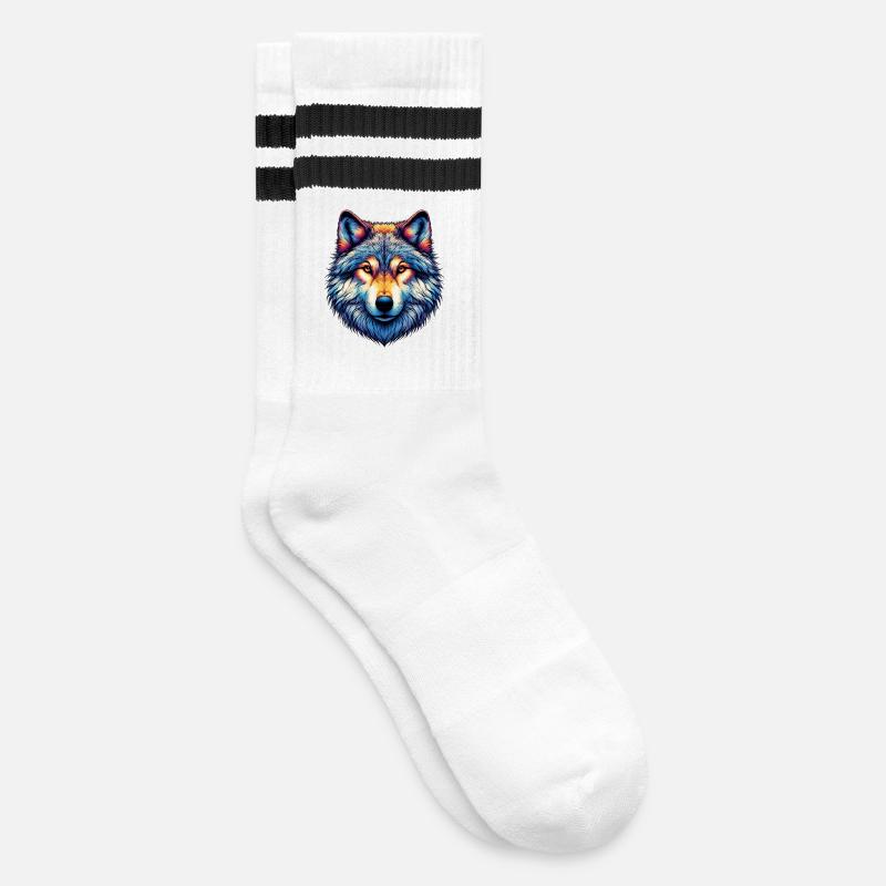Wolf - Gestreifte Tennissocken - Weiß/Schwarz