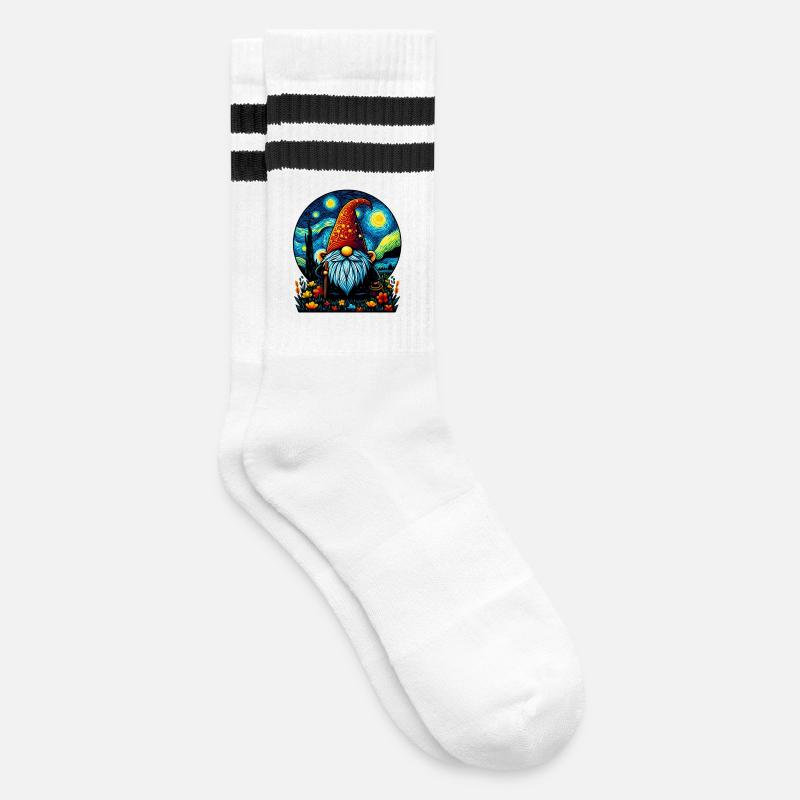 Gnom - Gestreifte Tennissocken - Weiß/Schwarz