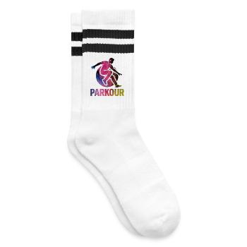 Parkour Jump - Design urbain dynamique - Chaussettes de tennis - blanc/noir - Droite