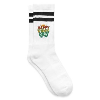 Summer Festival Happy Vibes Palm Paradise - Gestreifte Tennissocken - Weiß/Schwarz - Rechts