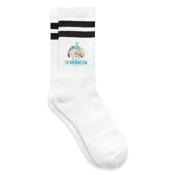Northern Stag Vintage Logo Est 1973 - Gestreifte Tennissocken - Weiß/Schwarz - Rechts