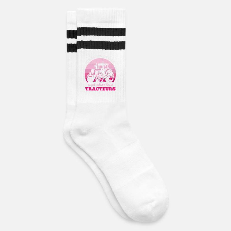 Nur ein Mädchen, das den Traktorhumor liebt - Gestreifte Tennissocken - Weiß/Schwarz