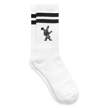 Patchwork Häschen Doodle - Gestreifte Tennissocken - Weiß/Schwarz - Rechts