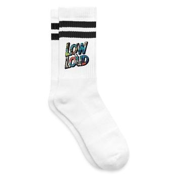 Low and Loud Motif for JDM & Tuning Fans - Striped tennis socks - white/black - Right