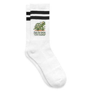Schildkröte Skateboard Nachhaltig Spruch Design - Gestreifte Tennissocken - Weiß/Schwarz - Rechts