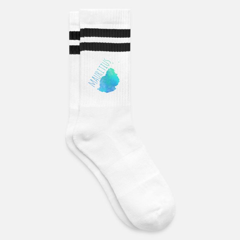 Mauritius - Gestreifte Tennissocken - Weiß/Schwarz