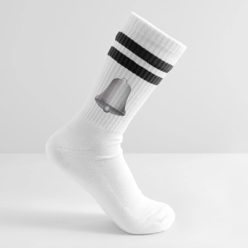 große silberfarbene Kirchen Glocke oder Glöckchen Gestreifte Tennissocken