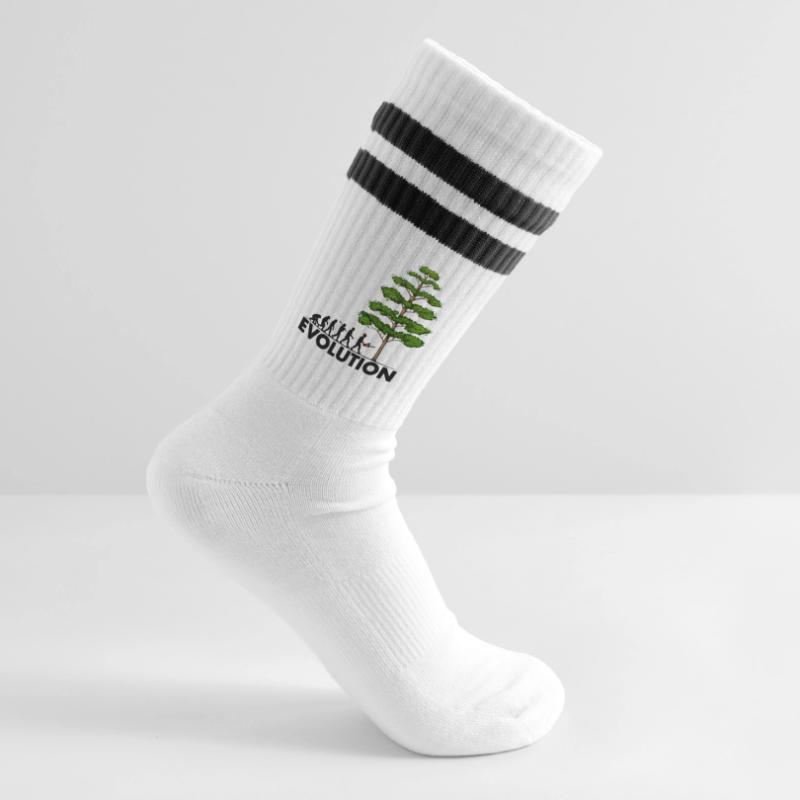Chainsaw Evolution Gray Big Tree Striped tennis socks