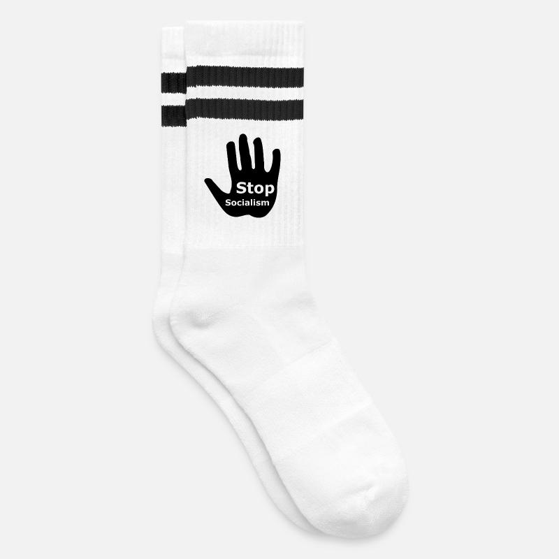 Stop den Sozialismus - Gestreifte Tennissocken - Weiß/Schwarz