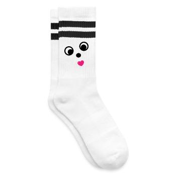 HUMOR. ZITAT. NACHRICHT. RUHESTAND. JAHRESTAG. - Gestreifte Tennissocken - Weiß/Schwarz - Rechts