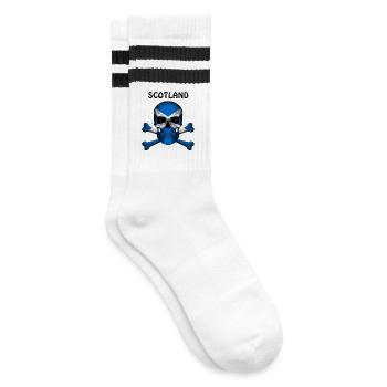 Skull Jolly Roger Pirate Flag Scotland R6Z - Gestreifte Tennissocken - Weiß/Schwarz - Rechts