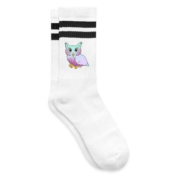 Owl - Striped tennis socks - white/black - Right