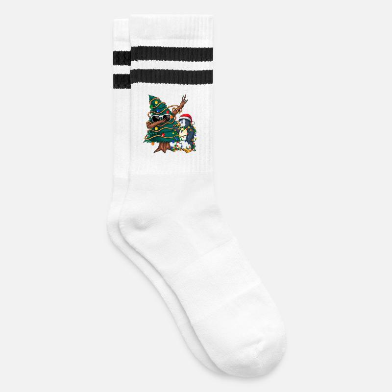 Dapping Tannenbaum -Dapping Weihnachtspullover - Gestreifte Tennissocken - Weiß/Schwarz