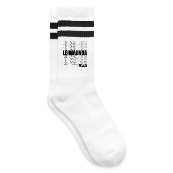 Leiwaunda Bua - großartiger, toller Junge, Bub - Gestreifte Tennissocken - Weiß/Schwarz - Rechts