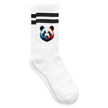 Panda - Gestreifte Tennissocken - Weiß/Schwarz - Rechts
