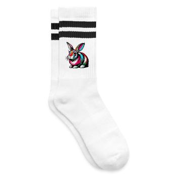 Kaninchen - Gestreifte Tennissocken - Weiß/Schwarz - Rechts