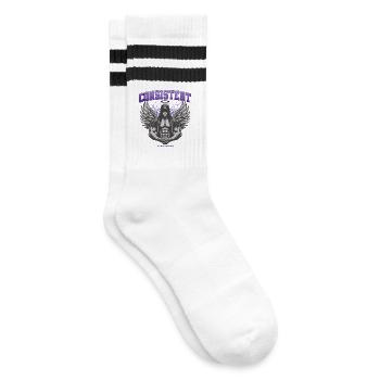 Consistent Gym Engel Design - Eat Sleep Gym Repeat - Gestreifte Tennissocken - Weiß/Schwarz - Rechts