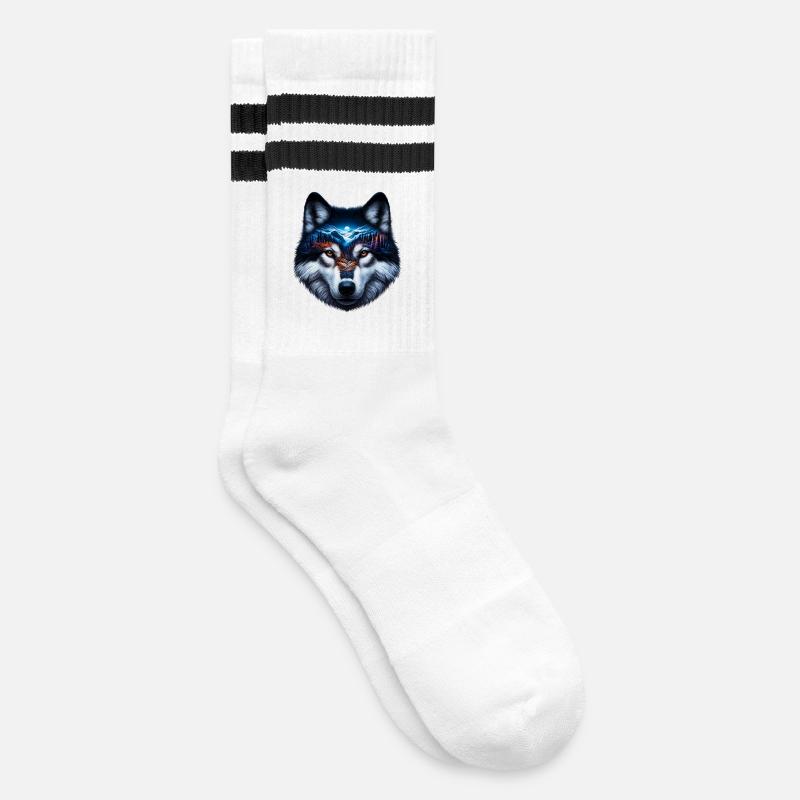 Wolf - Striped tennis socks - white/black