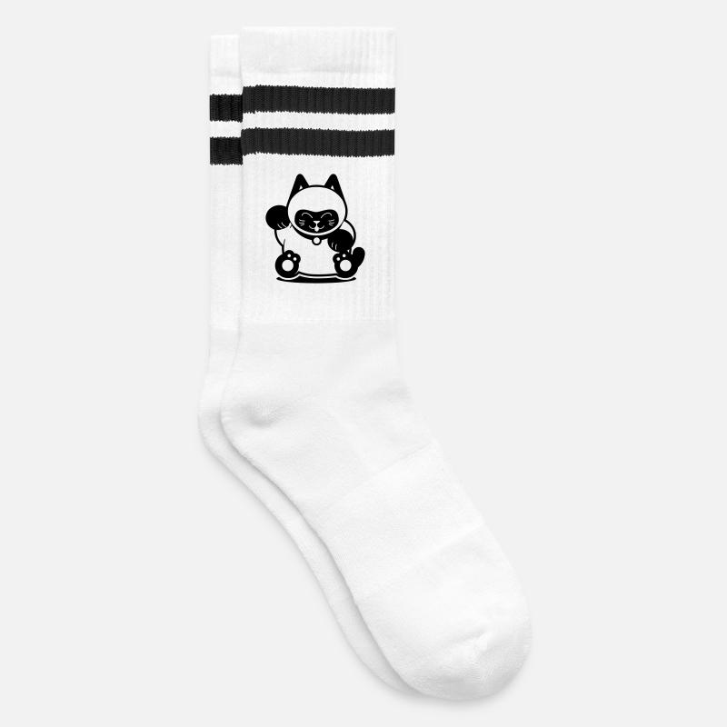 Siam Cat - Striped tennis socks - white/black