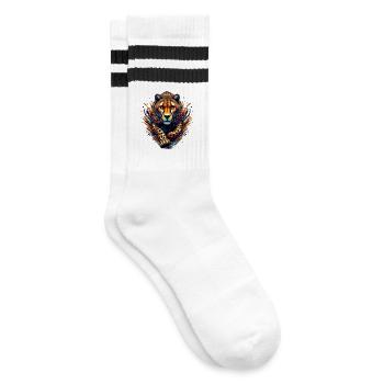 Gepard - Gestreifte Tennissocken - Weiß/Schwarz - Rechts