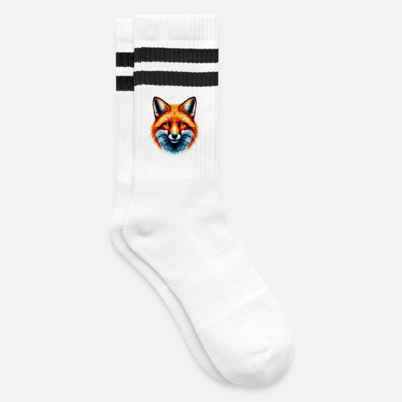 Fuchs - Gestreifte Tennissocken - Weiß/Schwarz