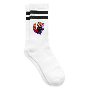 Red panda - Striped tennis socks - white/black - Right
