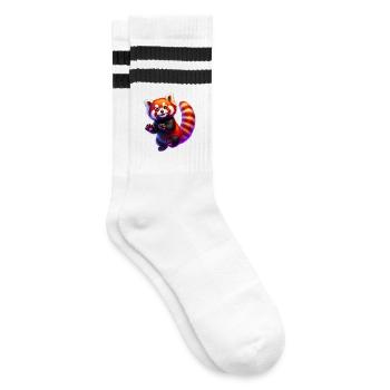 Kleiner Panda - Gestreifte Tennissocken - Weiß/Schwarz - Rechts
