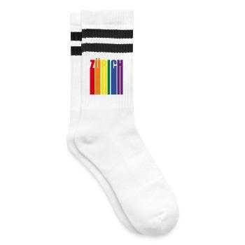 Zürich Regenbogen Pride LGBT - Gestreifte Tennissocken - Weiß/Schwarz - Rechts