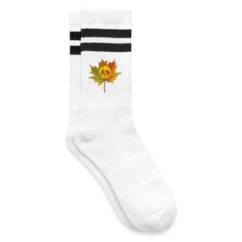 Skull and dead leaf - Striped tennis socks - white/black - Right