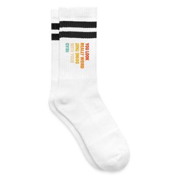 Du siehst wirklich komisch aus, wenn du das mit deinem Kopf machst - Gestreifte Tennissocken - Weiß/Schwarz - Rechts