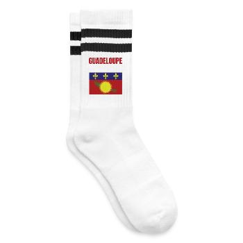 Guadeloupe Antilles flag t-shirt - Striped tennis socks - white/black - Right