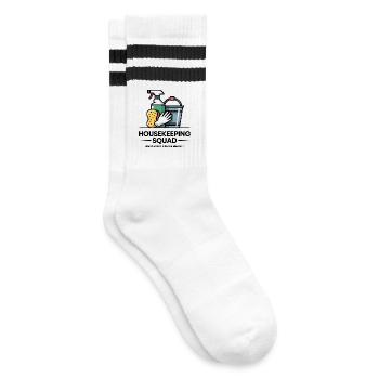 Lustiges Putzen Design - Gestreifte Tennissocken - Weiß/Schwarz - Rechts