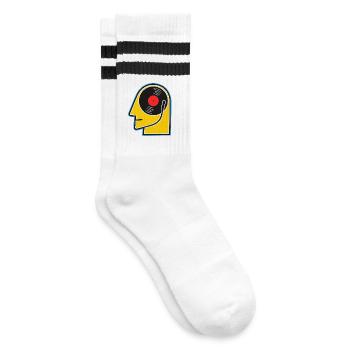Portrait de tête de dessin animé d’album vinyle - Chaussettes de tennis - blanc/noir - Droite