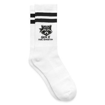 Raccoon Gen X Feral Generation - Striped tennis socks - white/black - Right