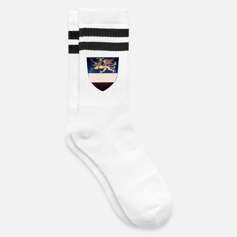 Rostocker Wappen-Variante - Gestreifte Tennissocken - Weiß/Schwarz