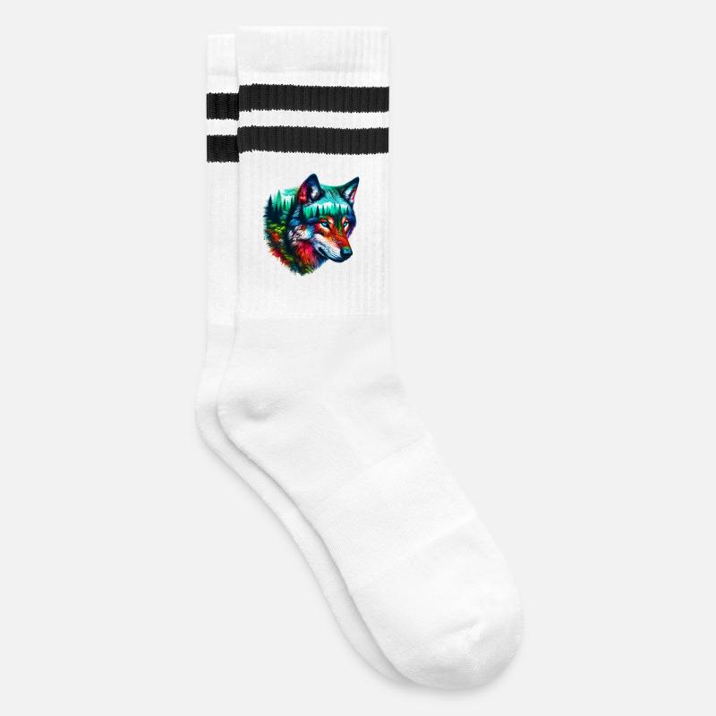 Wolf - Gestreifte Tennissocken - Weiß/Schwarz