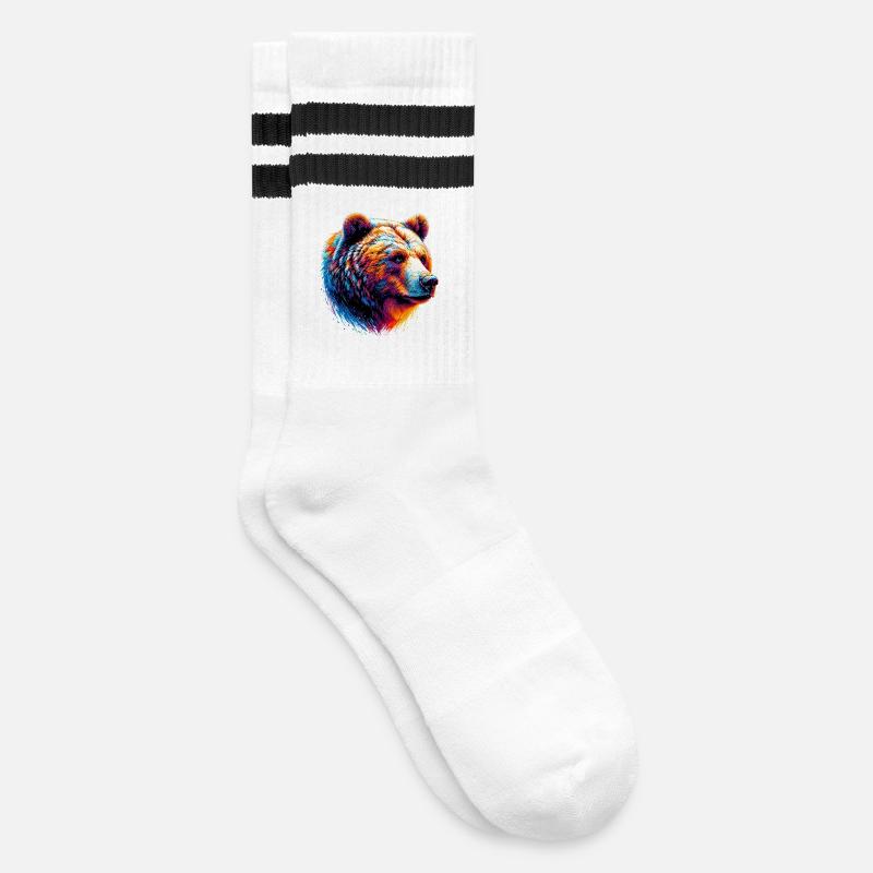 Bear - Striped tennis socks - white/black