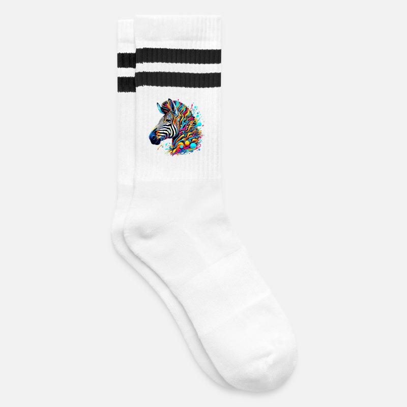 Zebra - Gestreifte Tennissocken - Weiß/Schwarz
